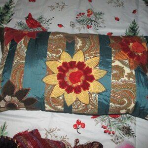 Pier one decorative raised flowers lumbar pillow
